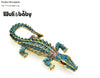 Alligator Rhinestone Green Red Eyes Pin Pendants alloy