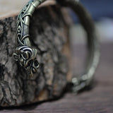 B Wolf Head Men's Cuff Bracelet