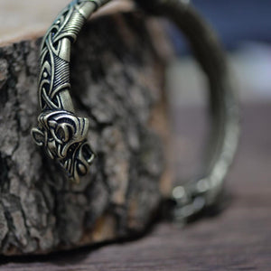 B Wolf Head Men's Cuff Bracelet