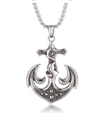 Ornate Anchor Necklace Stainless Steel Fishing Jewelry