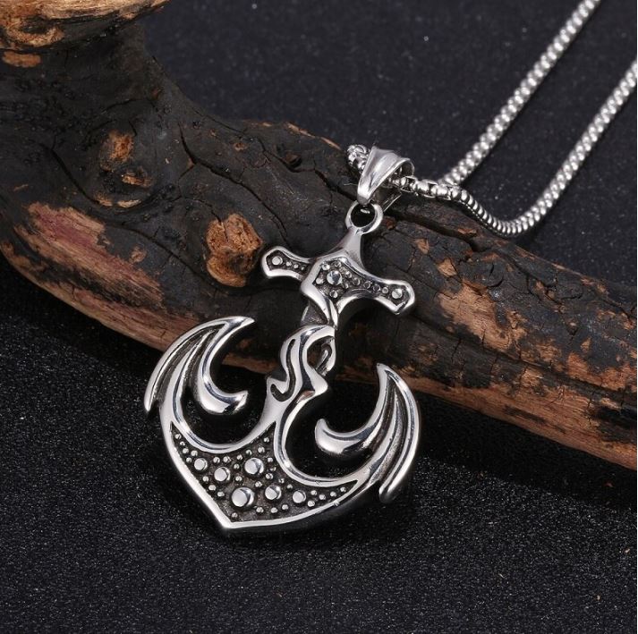 Ornate Anchor Necklace Stainless Steel Fishing Jewelry – BKB