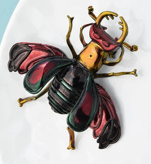 Beetle Pincher Enamel Metal Brooch