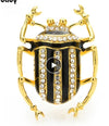 Gold Black Beetle Rhinestone Enamel Metal Brooch