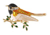 Black Cap Yellow White Little Bird Enamel Brooch Bird