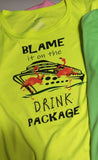 Blame Drink Package Flamingo Yellow Ladies T-Shirt