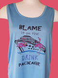 Blame Drink Package Flamingo Blue Ladies Tank Top