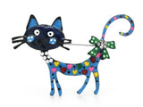 Cat Fun Blue or Red Brooch Pin