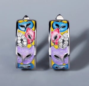 Cat Colorful Mystical Faces Earrings