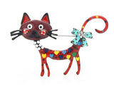 Cat Fun Blue or Red Brooch Pin