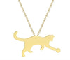 Cat Playing Necklace w Ball Stainless Steel goldtone