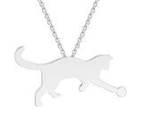 Cat Playing Necklace w Ball Stainless Steel goldtone