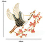 Crane flying with Red Flower Branch Brooch Bird
