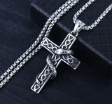 Snakes on Cross Necklace Stainless Steel
