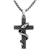 Snakes on Cross Necklace Stainless Steel