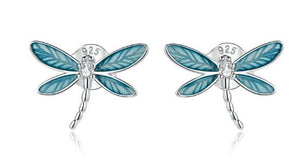 Dragonfly Zircon and Sterling Silver Earrings