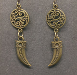 Wolf Tooth Ornate Bronze  Earrings