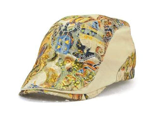 24c Newsboy Oriental Tan Tan Flat Cap Hat