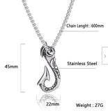 Fish Hook Necklace Pendant Stainless Steel