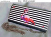 Flamingo Striped Purse Black PU leatherette