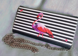 Flamingo Striped Purse Black PU leatherette