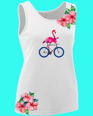 Biking Flamingo Ladies Tank Top Performance Wear