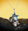 Flowers Soft Blue Grey Artful Necklace