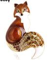 Fox so Cute Rhinestone Enamel Metal Brooch