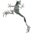 Frog Leaping Green Rhinestones Brooch