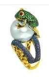 Frog w Pearl, small ring