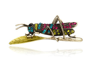 Grasshopper Colorful Rhinestones Brooch Pin