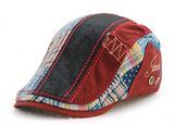 8d Newsboy Black strip Rust Plaid Flat Cap Hat