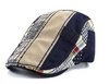 8c Newsboy Tan strip Blue Navy Plaid Flat Cap Hat