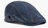 9 Newsboy Blue Denim Curved Seams Cabbie Euro Hat Cap