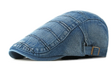 13 Newsboy Blue Jean Stitched Across Flat Hat Cap
