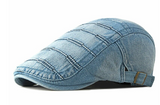 13 Newsboy Blue Jean Stitched Across Flat Hat Cap