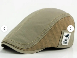 18 Flat Olive Khaki patteren sides Newsboy Cap Hat
