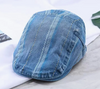 16 Newsboy Multi Striped Blue Jean Flat Hat Cap