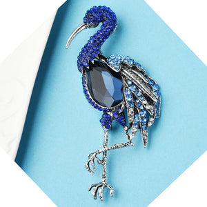 Blue Heron Rhinestone Brooch Birds