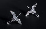 Heron Egret Flying Sterling Silver Earrings