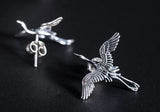 Heron Egret Flying Sterling Silver Earrings