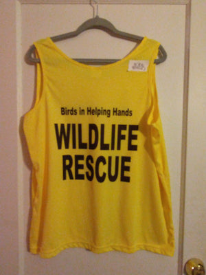 Secret Button Birds in Helping Hands Wildlife Rescue Yellow Ladies Tank Top
