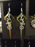 Slender Gecko Brass Drops Earrings