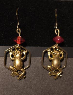 Frog w Red Earrings