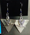 Egret Silvertone Triangle drops Earrings