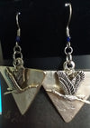 Egret Silvertone Triangle drops Earrings