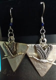 Egret Silvertone Triangle drops Earrings