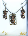 Frog Art Deco Necklace Earring set