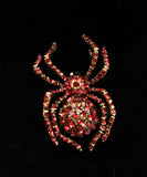 Spider Red Rhinestones Brooch