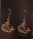 Cute Whale Glass Sm Copper Drop Earrings
