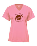 In It To Win It Football Ladies Pink V-Neck T-Shirt